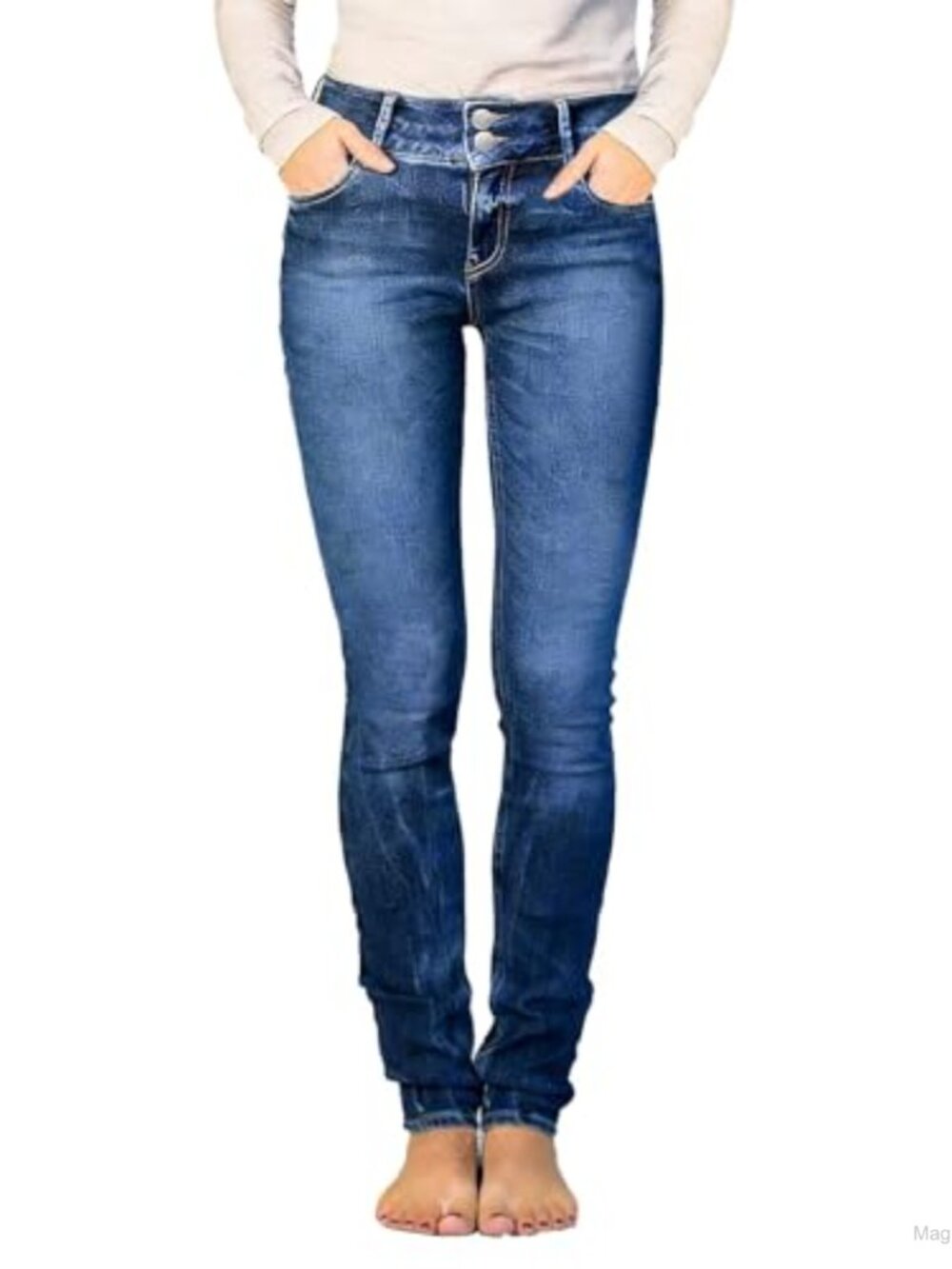 High Rise Skinny Jeans Butt Lifting Stretch Denim